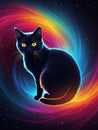 Silhouette of black neon cat