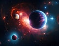 Beautiful fantastic space, nebula, stars and planets in deep galaxy Royalty Free Stock Photo