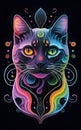 Beautiful and fantastically designed silhouette color cat