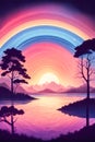 Beautiful and fantastically designed silhouettes of colorful natural and peaceful rural landscapes, landscape concept