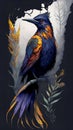 Beautiful fantasy bird digital painting illustration