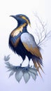 Beautiful fantasy bird digital painting illustration