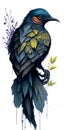 Beautiful fantasy bird digital painting illustration