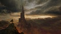 Beautiful fantasy castle landscape - digital illustration Royalty Free Stock Photo