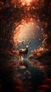 beautiful fantasy deer in the forest