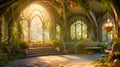 Beautiful fantasy elven world with trees