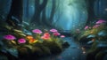 Beautiful fantasy Forest. Enchanted Forest. Magical Forest. Fantasy Foliage. Fantasy nature. Mystic Grove.