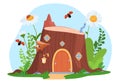 Beautiful fantasy houses. Illustration of children fairy-tale houses. Housing for fictional characters. Vector Royalty Free Stock Photo