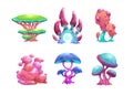 Beautiful fantasy mushrooms set.