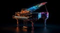 Beautiful fantasy piano isolated on dark background. Generative AI
