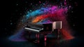 Beautiful fantasy piano isolated on dark background. Generative AI