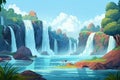 Beautiful fantasy river fall. Generate Ai