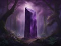 a beautiful fantasy stone background with a forest and purple stones