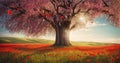 Beautiful fantasy tree with flowers Royalty Free Stock Photo