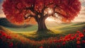 Beautiful fantasy tree with flowers spring Royalty Free Stock Photo