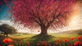 Beautiful fantasy tree with flowers spring decoration outdoor Royalty Free Stock Photo