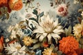 Beautiful fantasy vintage wallpaper different botanic illustration. AI generative