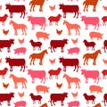 Beautiful farm animals seamless pattern in color Royalty Free Stock Photo