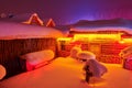 The beautiful farmyards in winter at night Royalty Free Stock Photo