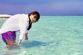 Beautiful fashion asian girl play water in summer Royalty Free Stock Photo