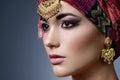 Beautiful fashion east woman portrait with oriental accessories Royalty Free Stock Photo