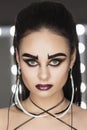 The art of makeup girl with black eyebrows Royalty Free Stock Photo