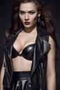 Beautiful Fashion model in black bra Royalty Free Stock Photo