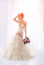 Beautiful fashion model. Sensual bride. Woman with wedding dress Royalty Free Stock Photo