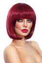 Beautiful fashion redhead girl with bob haircut and stylish make Royalty Free Stock Photo