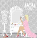 Beautiful fashion woman in her boudoir Royalty Free Stock Photo