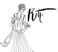 Beautiful fashion woman. Retro style. Vintage handdrawn lettering.