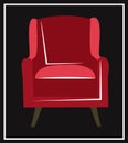 Beautiful fashionable bright red scarlet berry velvet armchair. Vector isolated image on a white or black background. An elegant p Royalty Free Stock Photo