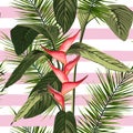 Beautiful fashionable vector seamless floral jungle pattern background.