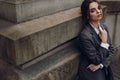 Beautiful Fashionable Woman In Fashion Clothes Posing In Street