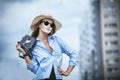 Beautiful fashionable woman portrait in sunglasses business lady Royalty Free Stock Photo