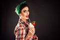 Beautiful fashionable woman in retro style Royalty Free Stock Photo