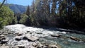 beautiful fast mountain stream with clear water at summertime day - photo of nature Royalty Free Stock Photo