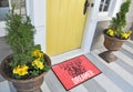 Beautiful Fearless Dreamer Printed Kids Woolen Welcome Entry Doormat outside home with yellow flowers and leaves