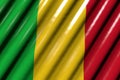 beautiful feast flag 3d illustration - shiny - looking like plastic flag of Mali with big folds
