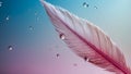 Beautiful feather, drop of water, color background Royalty Free Stock Photo