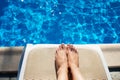 Beautiful Feet and toes by the swimming pool Royalty Free Stock Photo