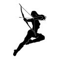 Beautiful of female archer warrior silhouette vector collection on white background Royalty Free Stock Photo