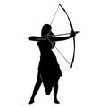 Beautiful of female archer warrior silhouette vector collection on white background Royalty Free Stock Photo