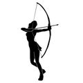 Beautiful of female archer warrior silhouette vector collection on white background Royalty Free Stock Photo