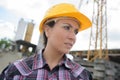 Beautiful female architect at construction site Royalty Free Stock Photo