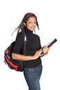 Beautiful female asian student with rucksack Royalty Free Stock Photo