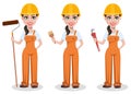 Beautiful female builder in uniform Royalty Free Stock Photo