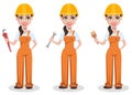 Beautiful female builder in uniform Royalty Free Stock Photo