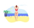 Girl in Bikini Posing on Summer Beach Background Royalty Free Stock Photo
