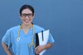 Beautiful female doctor looking at the camera in the hospital with copy space Royalty Free Stock Photo